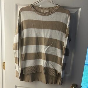 Michael Kors Tan and White Crew Neck Sweater
